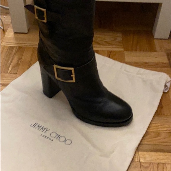 Jimmy Choo black Dart Calf Leather Bike Boots - Picture 2 of 7